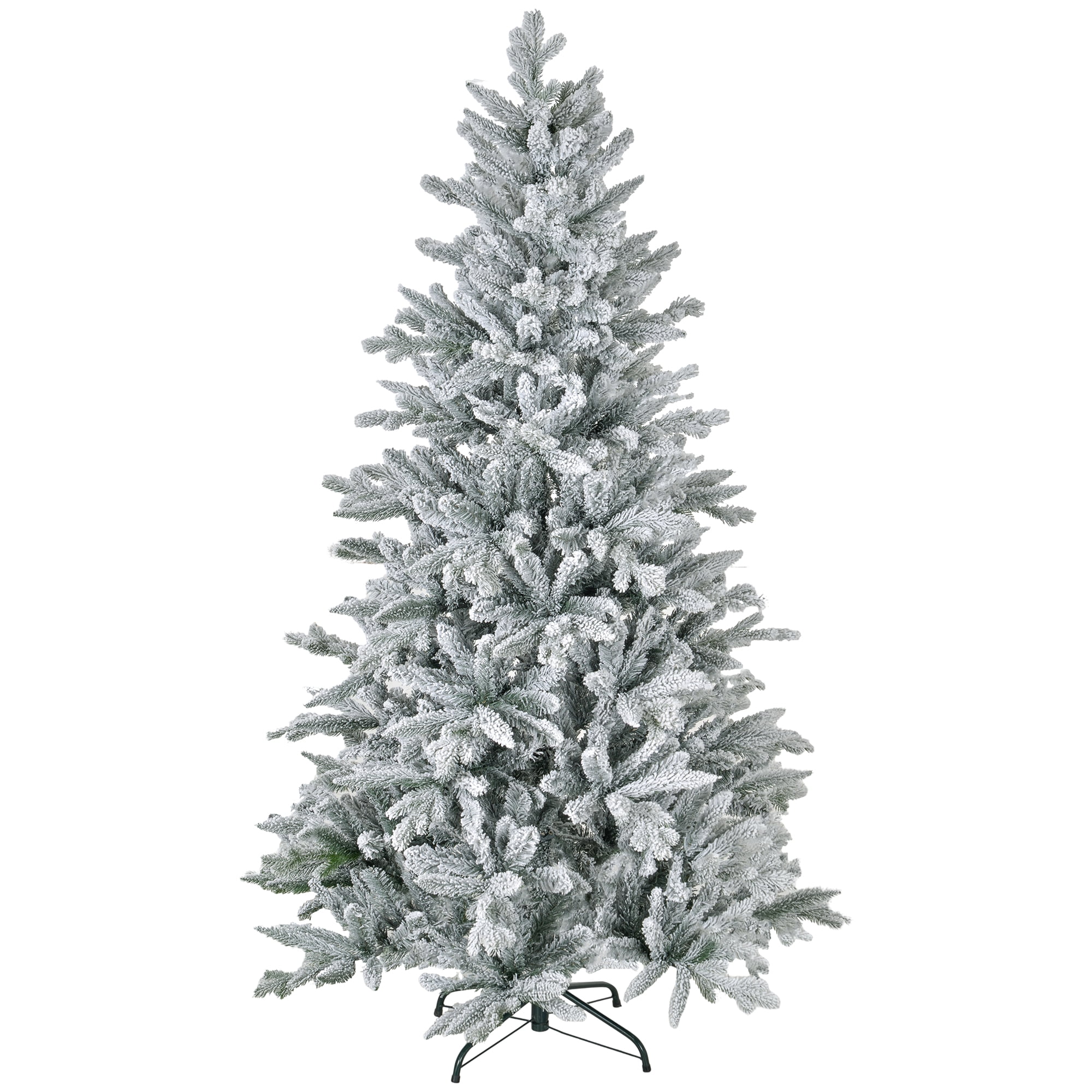 6ft Snow Flocked Christmas Tree 994 Tips Quick Setup Flame Retardant Indoor Holiday Decor