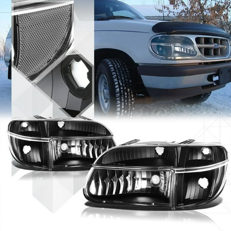 Black Housing Headlight Clear Turn Signal For 95 01 Ford Explorer 97 Black Housing Headlight Clear Turn Signal For 95 01 Ford Explorer 97 Mountaineer 96 98 99 00