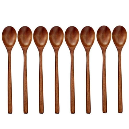 

Wooden Spoons 8 Pieces Wood Soup Spoons for Eating Mixing Stirring Cooking Long Handle Spoon with Japanese Style
