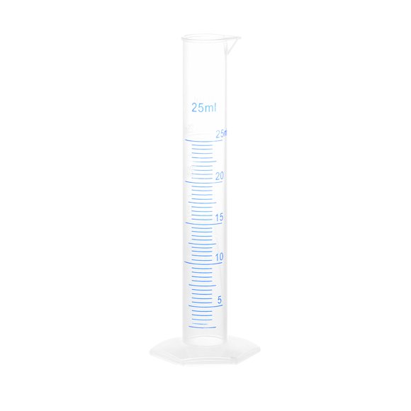 Unique Bargains Plastic Graduated Cylinder, 25ml Measuring Cylinder, 2-Sided Metric Marking, Clear Hex Base for Lab Home