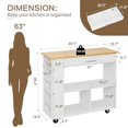 thumbnail image 3 of SUNLEI Kitchen Island on Wheels with Storage Cabinet, Rolling Cart Kitchen Storage Organizer with/3 Side Spice Rack, Lockable Wheels & Towel Handle, 2 Tier Open Shelf for Kitchen(White), 3 of 5