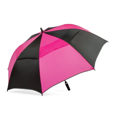 Canopi by ShedRain Auto Open Vented 58" Golf UPF 50+ Rain Umbrella - Black and Hot Pink