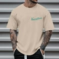 thumbnail image 2 of NOLDARES Graphic Tees Oversized Beach Tshirts for Men Letter Print Shirts Short Sleeve Mens Summer Shirts Casual Tops(Khaki,L), 2 of 8