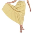 thumbnail image 3 of Women's High Waist Long Skirt Elastic Waisted Drawstring A-Line Swing Skirt Ruffle Solid Maxi Skirt S-2XL, 3 of 8