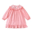 thumbnail image 2 of KYAIGUO 9M-6Y Girl Spring Ruffle Cotton Dress for Baby Toddler,Infant Fall Tunic Embroidery Princess Dress Soft Long Sleeve Cotton Onesies Skirt, 2 of 9