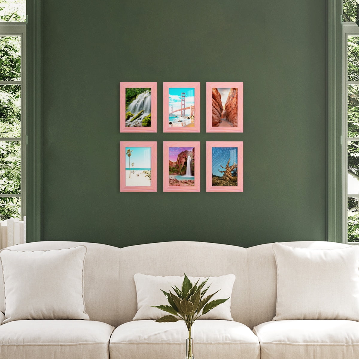 Wexford Home Woodgrain 5" x 7" Sunset Pink Picture Frame (Set of 6)