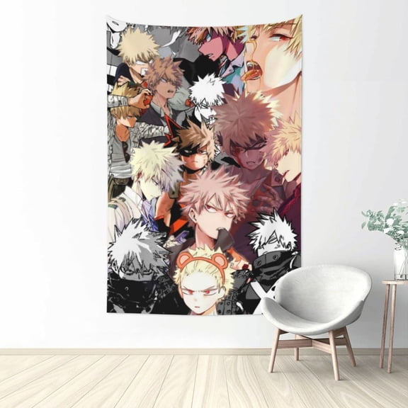 My Hero Academia Bakugo Katsuki Tapestry Wall Hanging Home Decoration Wall Blanket Dormitory Living Room Bedroom Backdrop Poster( 60x40inch)