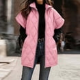 thumbnail image 2 of Edvintorg Vest for Women Plus Size Stand Collar Puffer Waistcoat Solid Color Zip up Long Quilted Outerwear with Pocket Womens Fashion Pink S-3XL, 2 of 7