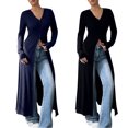 thumbnail image 2 of idosla Women's Button Down Long Cardigan V Neck Slit Ribbed Knit Sweater Casual Going Out Tops (Black, M), 2 of 3