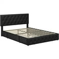 thumbnail image 2 of Yaheetech Faux Leather Upholstered Platform Bed with 3 Drawers, Queen, Black, 2 of 8