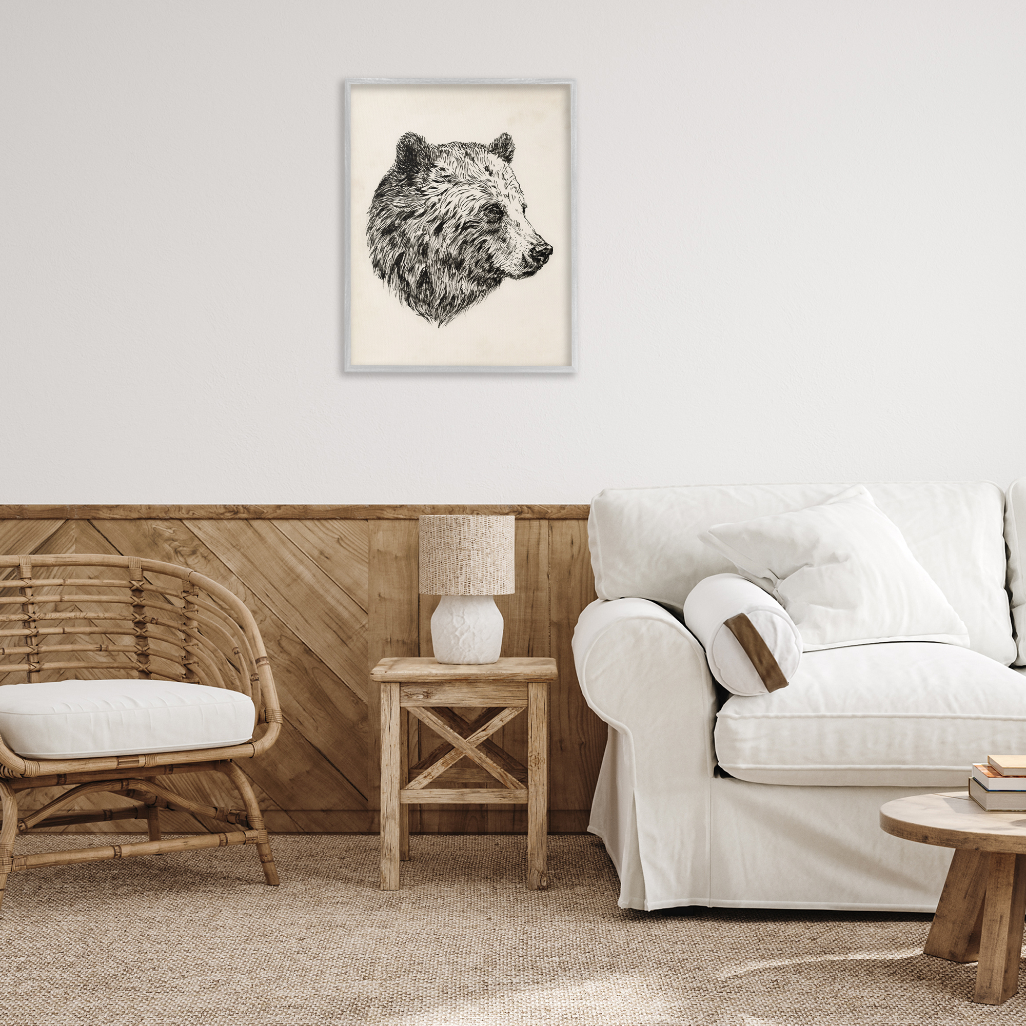 Stupell Industries Rustic Bear Drawing Animals & Insects Drawing Gray Framed Art Print Wall Art, 24 x 30