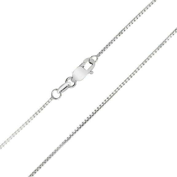 10K White Gold 0.8mm Box Chain with Lobster Clasp - 20 Inch
