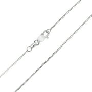 SZUL JEWELRY 10K White Gold 0.8mm Box Chain with Lobster Clasp - 20 Inch