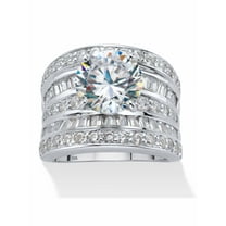 PalmBeach Jewelry Round Cubic Zirconia Multi-Row Scoop Engagement Ring 7.15 TCW in Gold-Plated or Platinum-Plated Sterling Silver