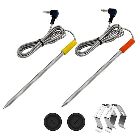

2-Pack Meat Probe Replacement for Oklahoma Joe s Z Grills Cuisinart Wood Pellet Grill and Smoker with Probe Grommet and Temperature Probe Clip