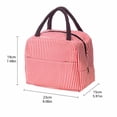thumbnail image 2 of Lunch Bag, Portable Striped Foil Lining Thermal Insulated Tote with Handle Reusable Bento Box Food Storage Carrier Work Picnic Travel Outdoors Light Weight Pouch Black, 2 of 5