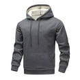 thumbnail image 3 of Men's Fleece Hoodies Long Sleeve Sherpa Lined Hooded Sweatshirt Drawstring Casual Pullover Fall Outfits With Pocket, 3 of 5