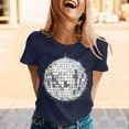 thumbnail image 2 of DGMIOCS Black and White Disco Ball Club Retro T-Shirt Women's Short Sleeve Casual Party T-Shirt Dark Blue L, 2 of 5