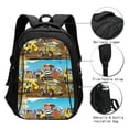 thumbnail image 3 of Pofeuu Different Construction Site Vehicles Print Storage Laptop Backpack with USB Charging Port[Water Resistant] College Computer Bookbag Fits, 3 of 7