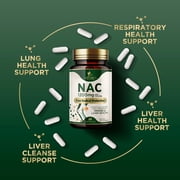 NAC Supplement - 1200mg Per Serving N-Acetyl-L-Cysteine - Free-Form NAC is a Powerful Antioxidant for Daily Immune, Liver & Respiratory Support - Vegan, Gluten Free, Bottled in USA - 60 Capsules