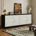 thumbnail image 5 of LiviNest Vintage Carved Cabinet with Adjustable Shelves: White Floral Relief Doors & Black Wood Frame for Art Display & Storage - Multi-Functional Sideboard for Gallery & Living Room Decor, 5 of 6