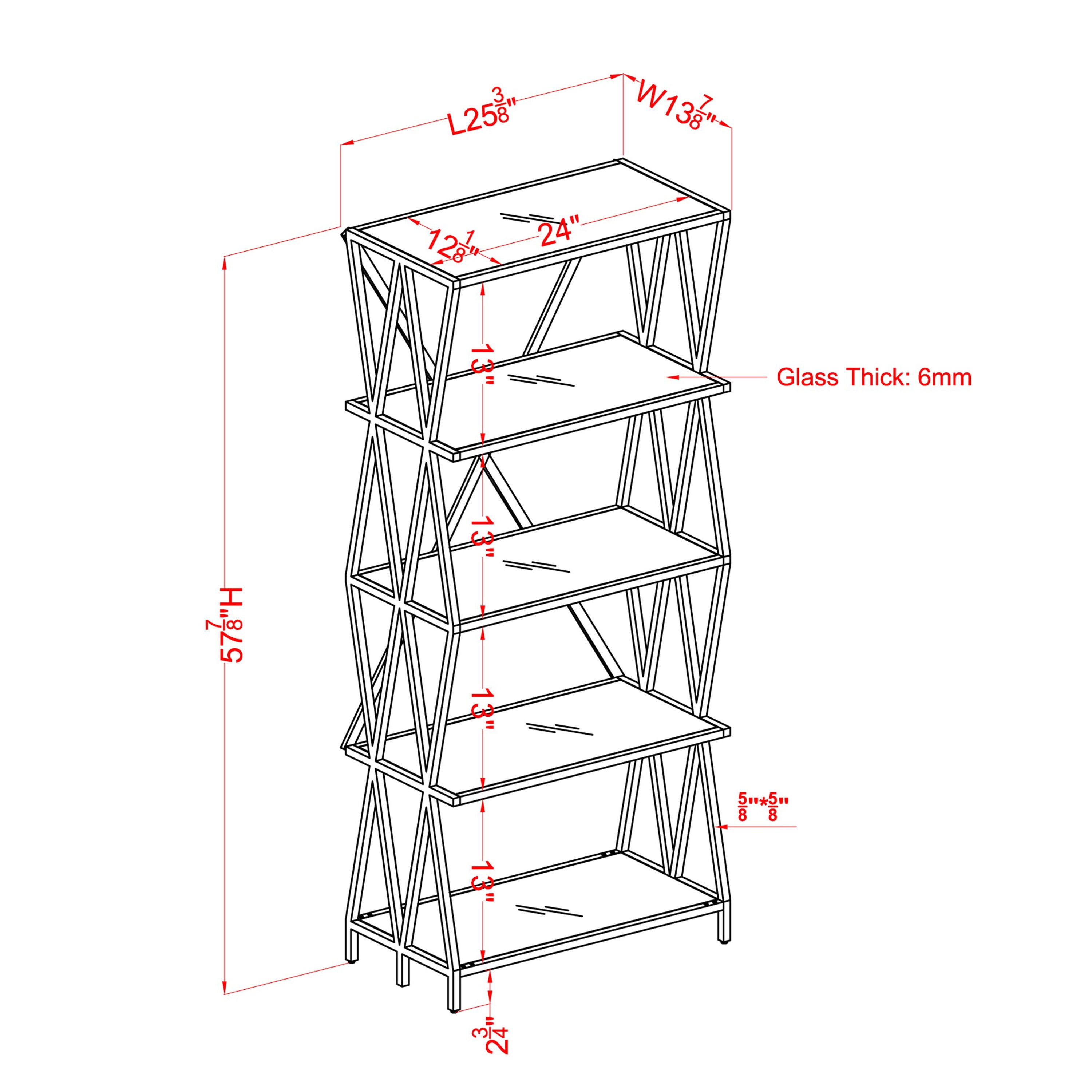 Furniture of America Valette 5-Shelf Bookcase, Black