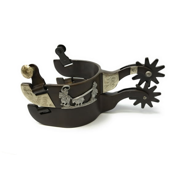 AJ Tack Men's Antique Brown Team Roping Spurs
