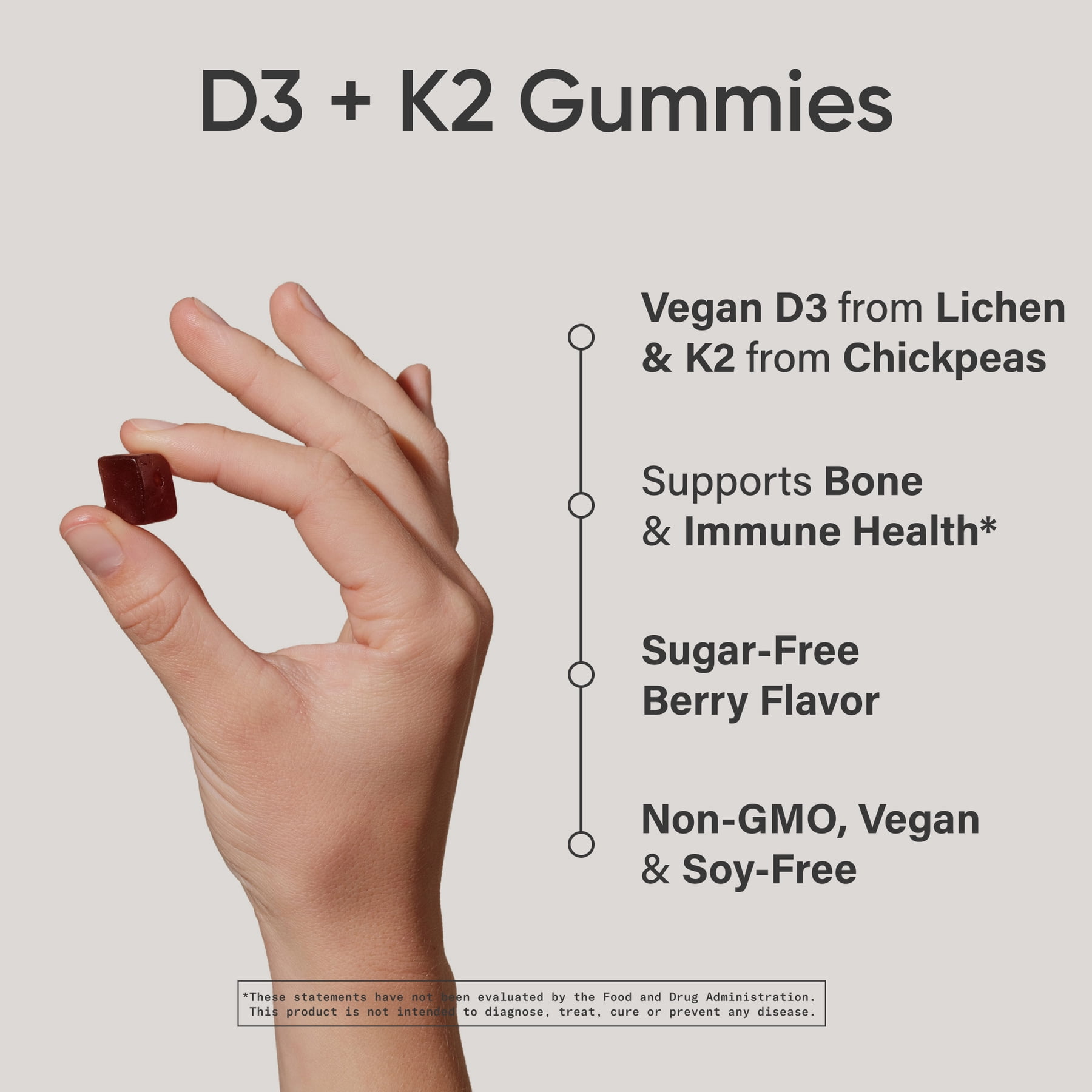 Sports Research Vitamin D3 + K2 Gummies, Plant-Based, 60 count