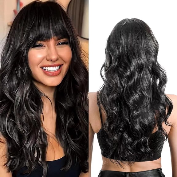 New arrival wig long wavy wig bangs black chemical fiber long curly hair