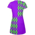 thumbnail image 2 of Mardi Gras Party Purple and Green All Over Juniors V-Neck Dress, 2 of 2
