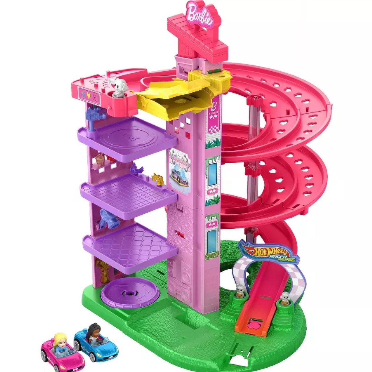 Hot Wheels Exclusive RacerVerse Barbie Spiral Race Playset with Barbie