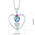 thumbnail image 2 of 925 Sterling Silver Mercury Mist Mystic Topaz White Moissanite and Pink Sapphire Pendant Necklace for Women (0.80 Cttw, Gemstone Birthstone, Heart 5MM and 4MM, with 18 inch Silver Chain), 2 of 3