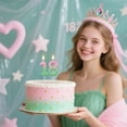 thumbnail image 2 of Pink, green, and gold number 4 candles and birthday candles are suitable for weddings, anniversaries, and birthday celebrations as number candle cake topper decorations., 2 of 7