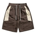 thumbnail image 1 of Pantalones cortos elásticos con bloques de color para hombre - Nylon spandex, corte holgado para el ocio de verano, 1 of 8
