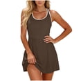 thumbnail image 2 of Blmnix Women Bathing Suits Dress Full Coverage Swimsuits One Piece Swimsuit Swim Skirt Crew Neck Brown Womens Swimsuits Tankini,XL, 2 of 6