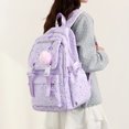 thumbnail image 5 of Aesthetic Backpack with Pendant, Star Print Laptop Backpack, Multi-layer Bookbag for Shopping Work (Purple), 5 of 8