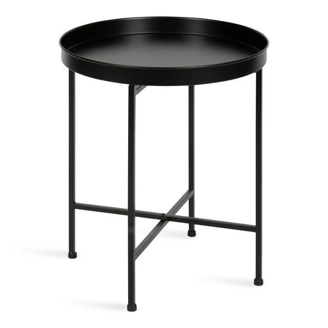 Kate and Laurel Celia Table d'Appoint Ronde Charmant, 18.25 x 18.25 x 22, Noir, Table d'Accent Minimaliste Moderne pour Rangement et Exposition