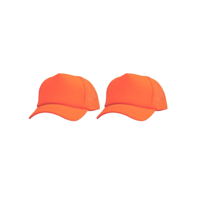 Top Headwear Men's Blank Rope Trucker Foam Mesh Plain Neon Orange