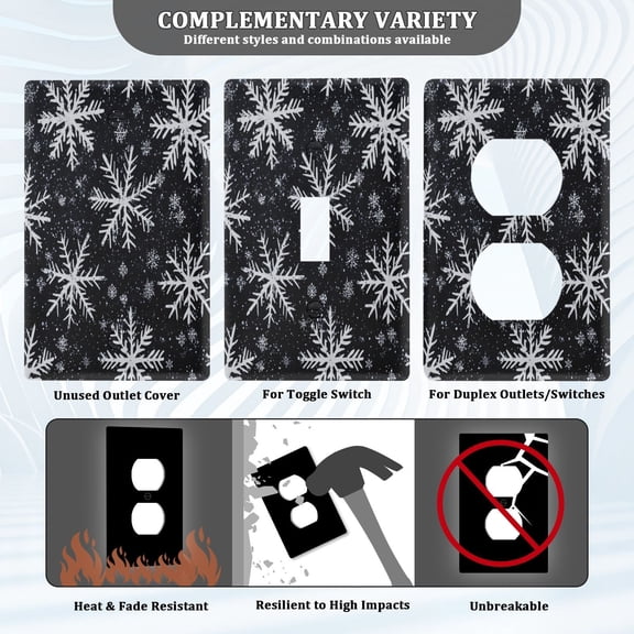 New Flame-Retardant Switch Plate Cover，DIY Wall Plate Decor with Screws，A Snowflake