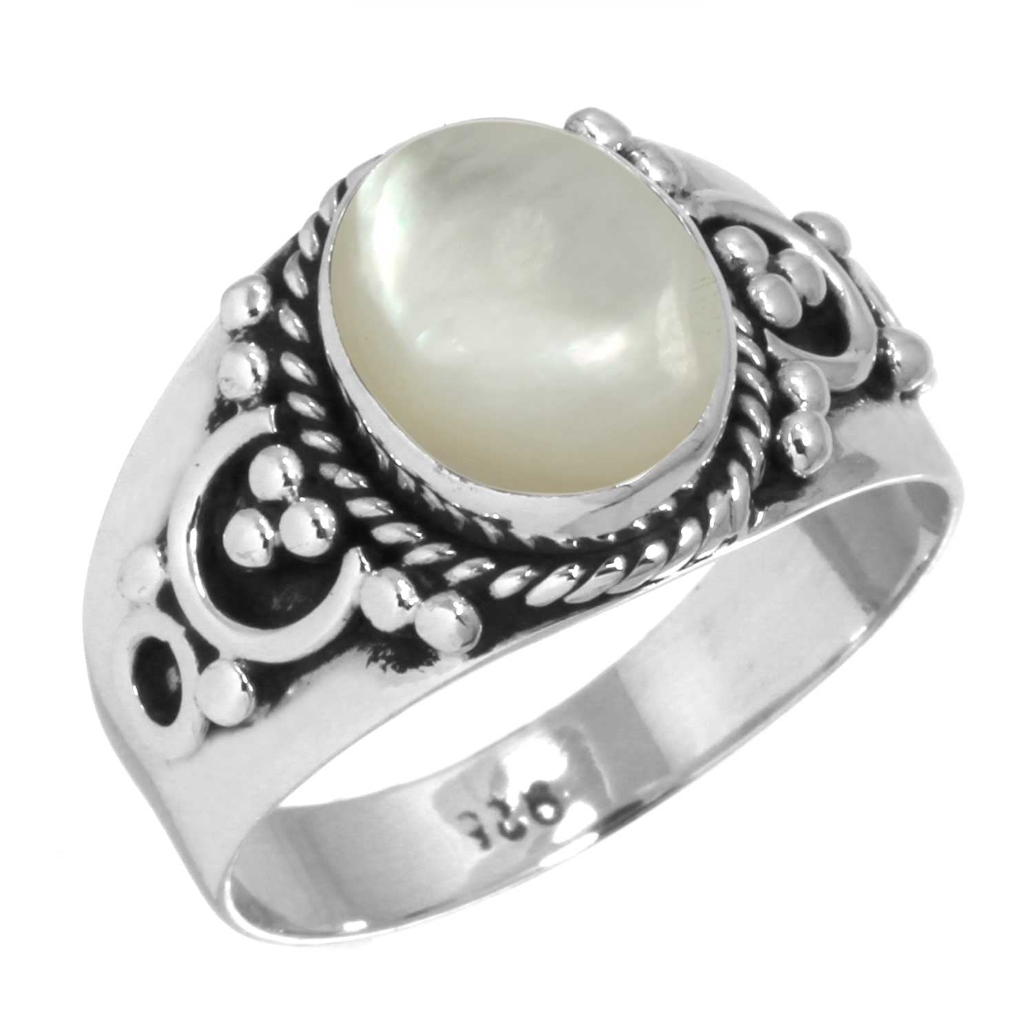 Original 925 Sterling Silver Mother of Pearl Stone Mens Ring –  silverbazaaristanbul