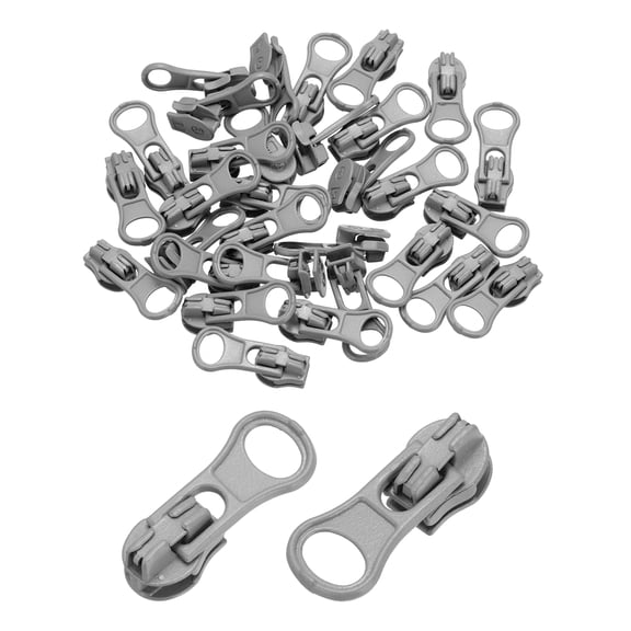 30 Pack Zipper Sliders, #3 Zipper Metal Repair Replacement with Zip Pull No Sewing Required for Sewing Bags Wallets Jackets Closed-End Zipper Repair, Gray