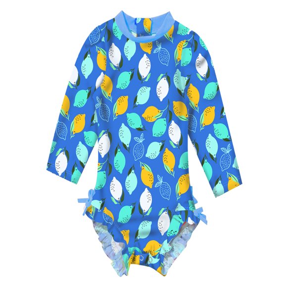 CHICTRY Baby Girls Floral Print Rash Guard Swimsuit Ruffle Zippered Swimwear