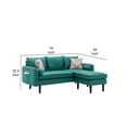 thumbnail image 4 of Ranon 70 Inch Sectional Chaise Sofa, Pillows, USB Ports, Side Pockets, Teal - Saltoro Sherpi, 4 of 5