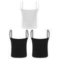 thumbnail image 2 of Alvivi 3 Pcs Kids Girls Camisole Spaghetti Strap Racerback Crop Tank Top Dance Workout Athletic Vest Black&Black&White 12-14, 2 of 4