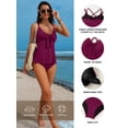 thumbnail image 4 of DOKOTOO Tankini Swimsuits for Women Bathing Suits with Crisscross Back Tankini Top with High Cut Swim Brief Swimwear Purple M US8-10, 4 of 12