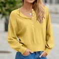 thumbnail image 4 of Womens Baggy Sweaters with Buttons Lantern Long Sleeve Trendy Pullover Knit Tops Soft Casual Fall Jumpers Knitwear (XL, Yellow), 4 of 7