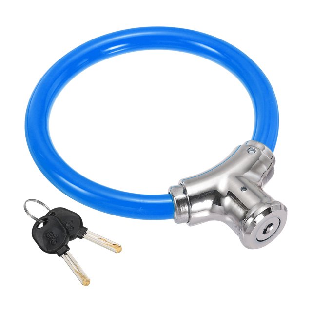 Unique Bargains 55 Inch Portable Bicycle Lock, Steel Anti Theft Cable Security Bicycle Lock with 2 Keys, Blue