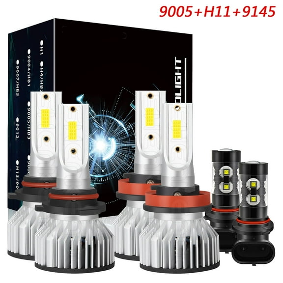 9005 High H11 Low 9145 Fog Light for Ram 2013-2018 w/o projector LED Headlight Bulbs 6pcs