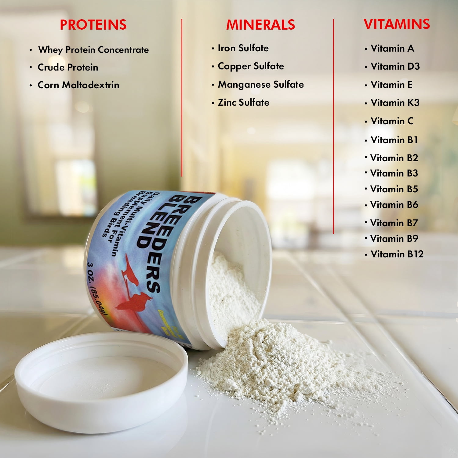 Morning Bird Breeders Blend 3 oz – Protein Supplement for Birds – Supports Breeding, Chick Growth, Muscle Development & Immune Support – Daily Vitamin Blend for Strong Bones & Overall Health