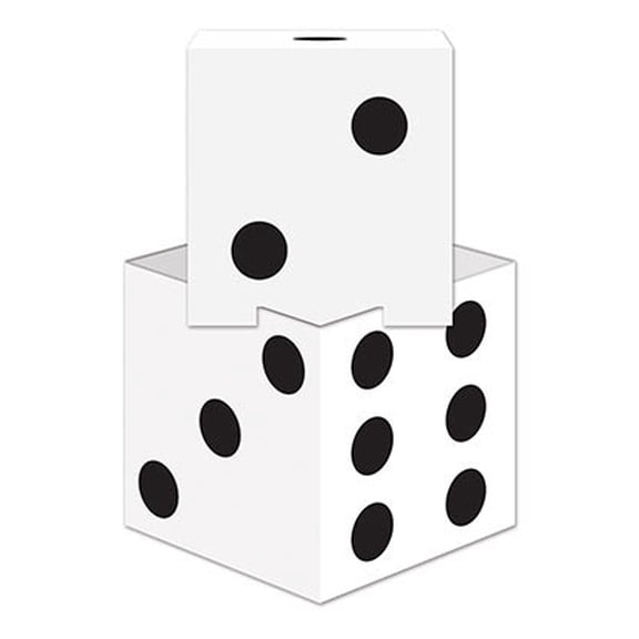 Club Pack of 24 White and Black 3D Dice Table Centerpieces 17"